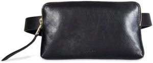 Women’s Leather Belt Bag, Removable Zip Pouch for Hands-Free Carrying
