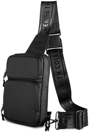 Kenneth Cole REACTION Ryder Coated Polyester Tech Crossbody Bag, Black, One Size