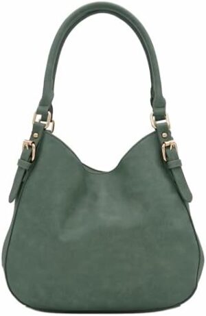 Lightweight 3 Compartment Faux Leather Medium Hobo Bag