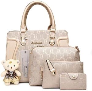 Women’s Fashion Handbags Tote Bags Shoulder Bag Top Handle Satchel Purse Set 4pcs