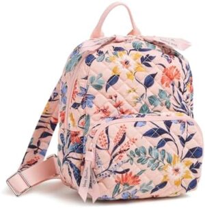 Vera Bradley Women’s Cotton Mini Backpack Purse Bookbag, Paradise Coral, One Size