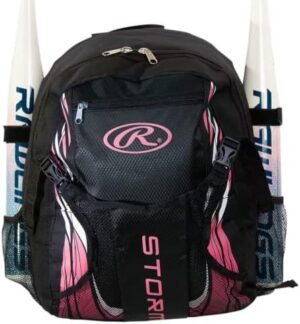 Rawlings | Storm Backpack Equipment Bag | Girls T-Ball/Youth Baseball & Softball | Multiple Colors