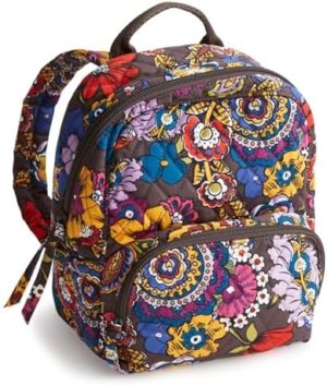 Vera Bradley Women’s Premium Cotton Mini Banbury Backpack, Colorful Bouquet, One Size