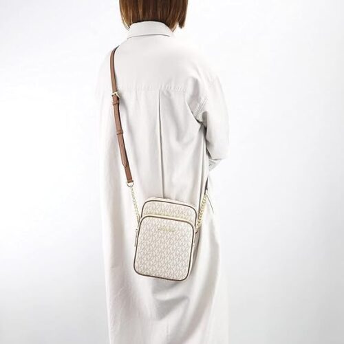 Michael Michael Kors Jet Set Travel Medium Logo Crossbody Flight Vanilla - Image 9