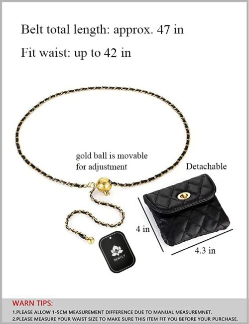 Leather Chain Belt Bag for Women Black Crossbody Waist Purse Fanny Pack Fashion Evening Clutch Mini Handbag Detachable - Image 8