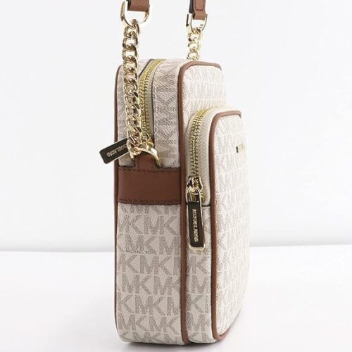 Michael Michael Kors Jet Set Travel Medium Logo Crossbody Flight Vanilla - Image 5