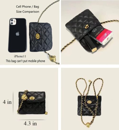 Leather Chain Belt Bag for Women Black Crossbody Waist Purse Fanny Pack Fashion Evening Clutch Mini Handbag Detachable - Image 3